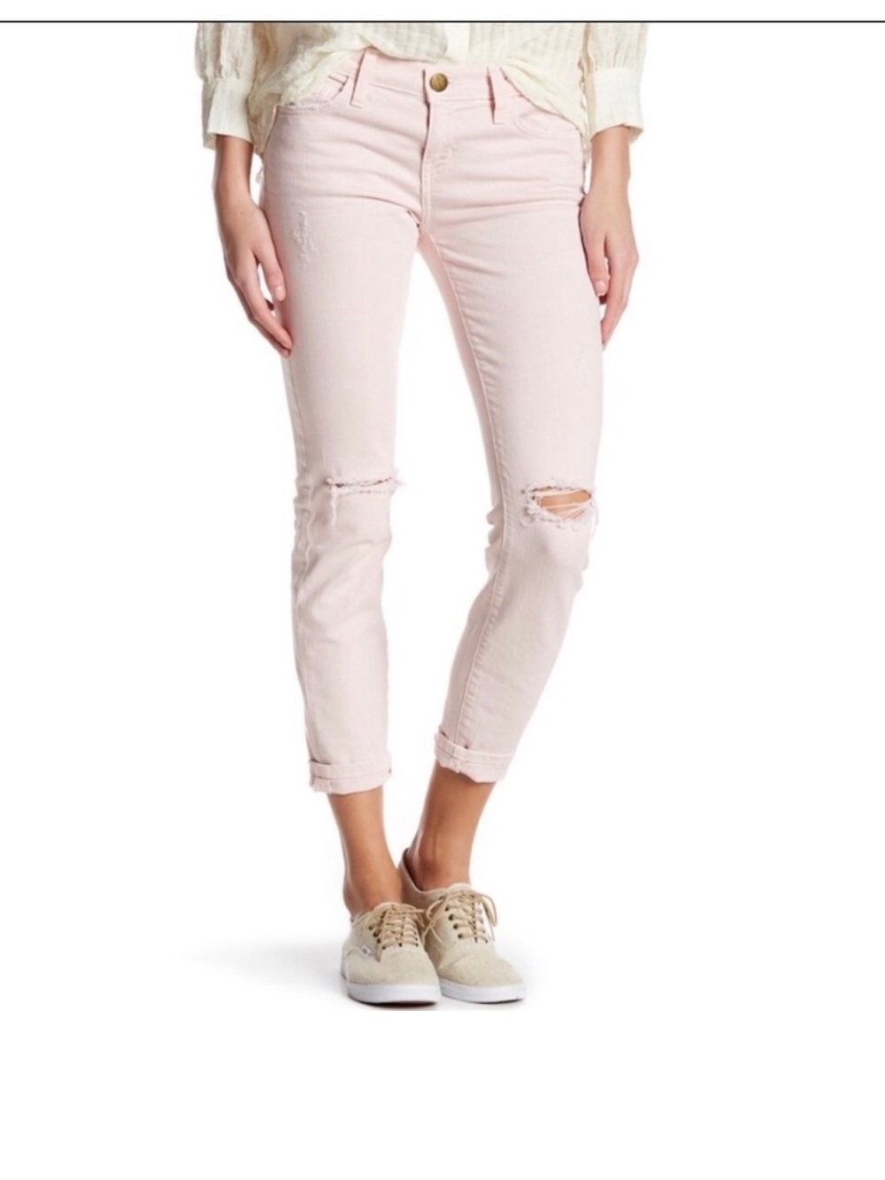 Current‎ Elliott The Fling Low Rise Jeans Dusty Pink Relaxed Stylish Laid Back